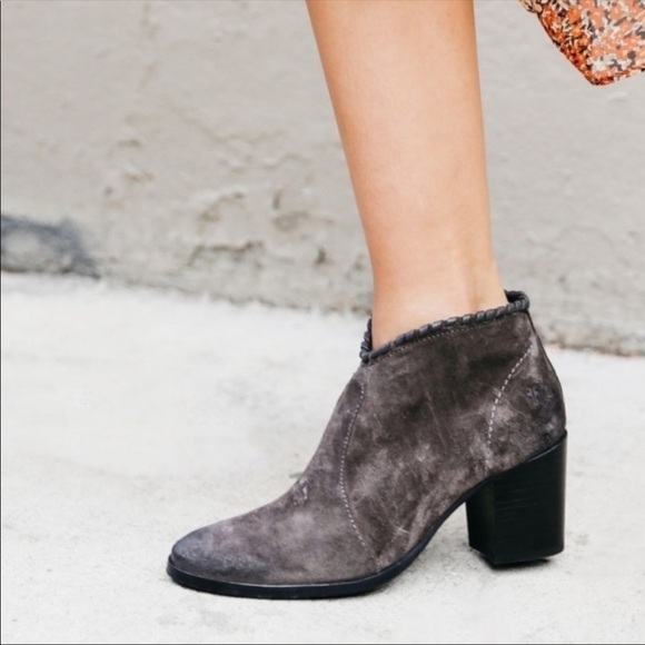 Frye Nora Chestnut/Tan Leather Suede Zip Heeled Fall/Winter/Spring Ankle Booties - Picture 16 of 16